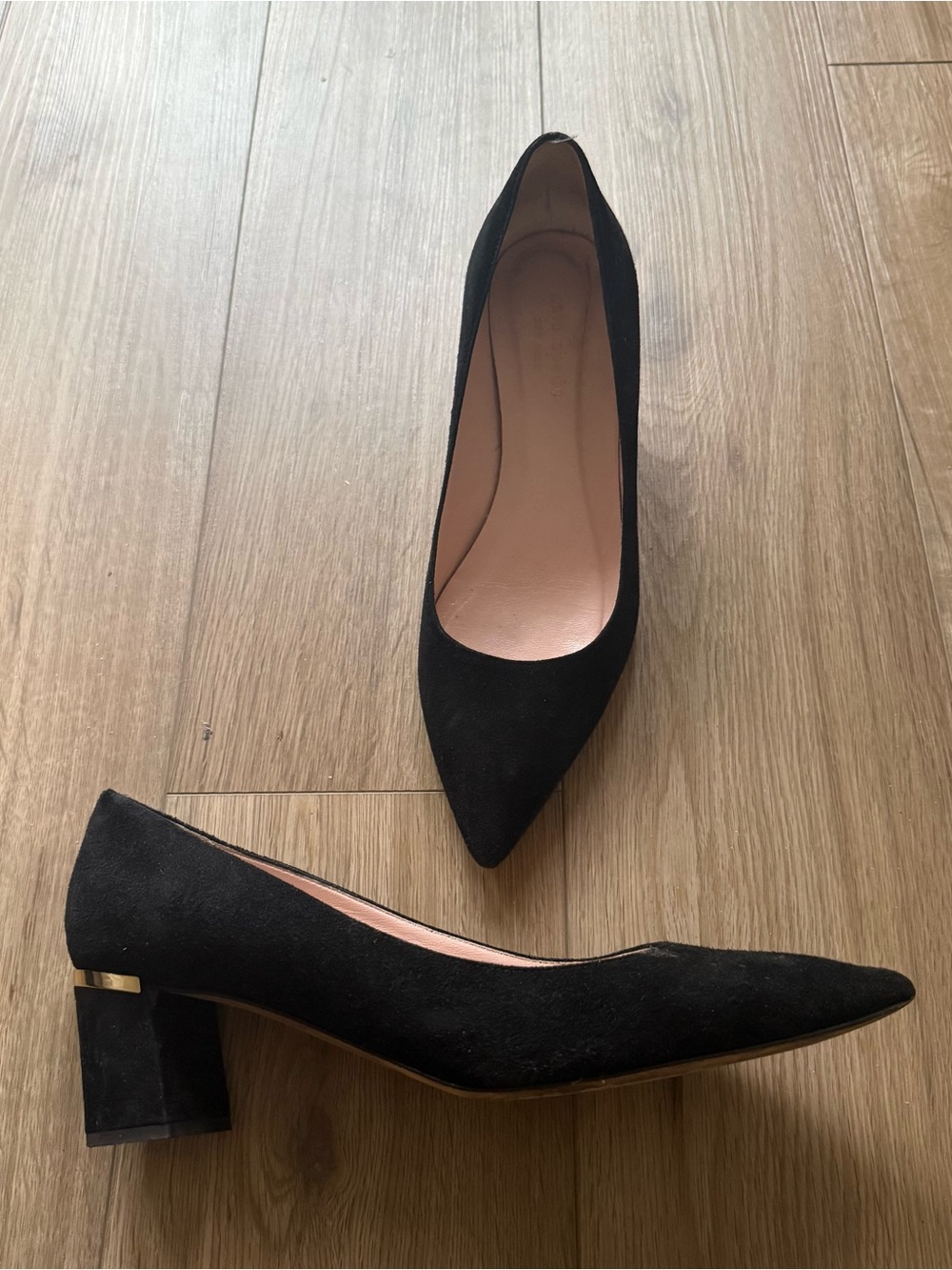 Classic Kate Spade Pointed Toe Black Suede Heels